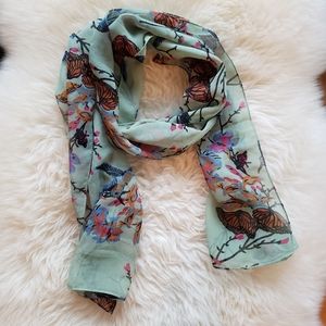 Butterfly Cherry Blossom, Mint Green Scarf